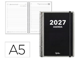 Agenda de escritório Liderpapel 2027 Espiral Personalizável Dia/Página A5 Bilíngue Papel 70G Fsc Design 1