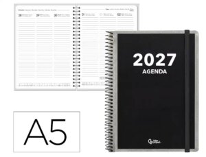 Agenda de escritório Liderpapel 2027 Espiral Personalizável Semana À Vista A5 Bilíngue Papel 70G Fsc Design 1