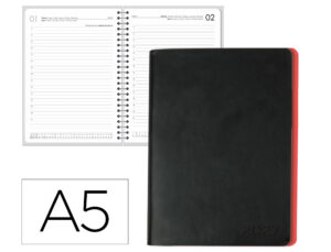 Agenda de escritório Agenda Encadernada Liderpapel 2027 Sifnos Dia Pagina A5 Bilingue 70G Papel Fsc Vermelho