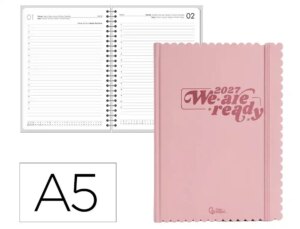 Agenda de escritório Liderpapel 2027 Encadernada Cloudy Dia/Página A5 Bilíngue Papel 70G Fsc Design 1