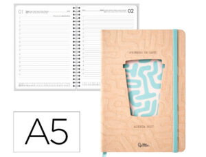 Agenda de escritório Liderpapel 2027 Encadernada Coffe Dia/Página A5 Bilíngue Papel 70G Fsc Design 1