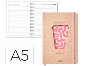 Agenda de escritório Liderpapel 2027 Encadernada Coffe Dia/Página A5 Bilíngue Papel 70G Fsc Design 2