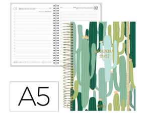 Agenda de escritório Liderpapel 2027 Espiral Fantasy Dia/Página A5 Bilíngue Papel 70G Fsc Design 1