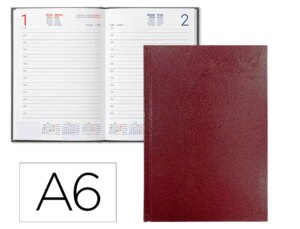 Agenda de escritório Liderpapel 2027 Encadernada Corfu Dia/Página A6 Bilíngue Papel 60G Fsc Vermelho