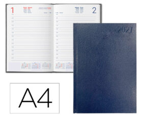 Agenda de escritório Liderpapel 2027 Encadernada Corfu Dia/Página A4 Bilíngue Papel 60G Fsc Azul