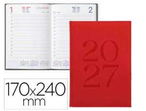 Agenda de escritório Liderpapel 2027 Encadernada Creta Dia/Página 170X240 Mm Bilíngue Papel 70G Fsc Bordeaux