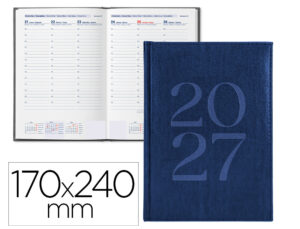 Agenda de escritório Liderpapel 2027 Encadernada Creta Semana À Vista 170X240 Mm Bilíngue Papel 70G Fsc Azul