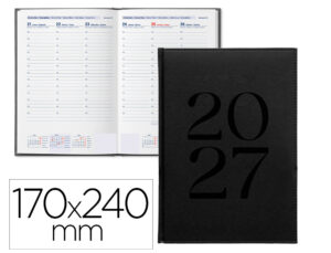 Agenda de escritório Liderpapel 2027 Encadernada Creta Semana À Vista 170X240 Mm Bilíngue Papel 70G Fsc Preto