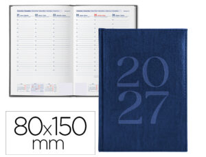 Agenda de escritório Liderpapel 2027 Encadernada Creta Semana À Vista 80X150 Mm Bilíngue Papel 70G Fsc Azul
