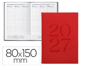 Agenda de escritório Liderpapel 2027 Encadernada Creta Semana À Vista 80X150 Mm Bilíngue Papel 70G Fsc Bordeaux