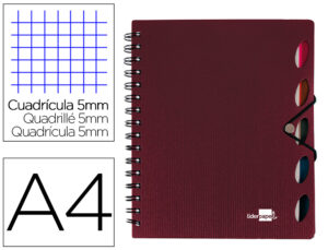 CADERNO ESPIRAL LIDERPAPEL EXECUTIVE 100 FLS A4 BORDEAUX QUAD