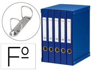 Modulo de 5 pastas de arquivo pardo folio 2 aneis 25 mm azul 350x230x300 mm