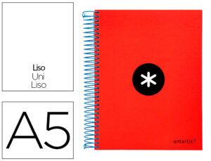 Caderno espiral din a5 antartik capa forrada 120 f 100 gr liso com bandas de cores 6 furos cor vermelho