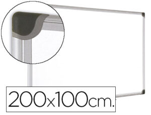 Quadro branco bi-office magnetica maya w ceramica vitrificada moldura de aluminio 200 x 100 cm com bandeja para acessori