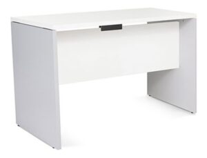 Mesa de escritorio rocada serie work 120x60 cm acabamento ab04 aluminio/branco