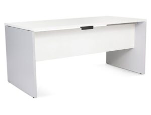 Mesa de escritorio rocada serie work 160x80 cm acabamento ab04 aluminio/branco