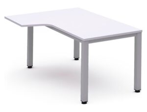 Ala para mesa rocada serie executive 180x120 cm esquerda acabamento ad04 aluminio/branco