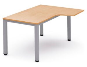 Mesa de escritorio rocada serie executive forma em l direita 160x120 cm acabamento ad01 aluminio/faia