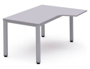 Mesa de escritorio rocada serie executive forma em l direita 160x120 cm acabamento ad02 aluminio/cinza