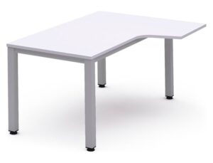 Mesa de escritorio rocada serie executive forma em l direita 160x120 cm acabamento ad04 aluminio/branco