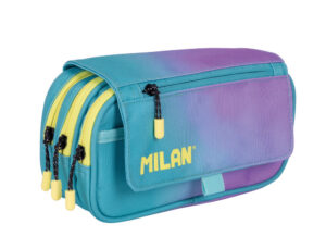Estojo porta-tudo milan sunset 4 fechos com aba turquesa 240x130x80 mm