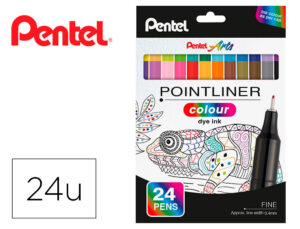 Marcador pentel de fibra pointliner 0,4 mm carteira de 24 unidades