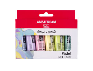 Pintura acrílica amsterdam 20 ml caixa de 6 cores pastel