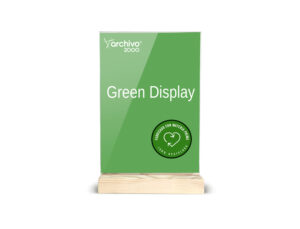 Expositor sobremesa archivo 2000 forma t metacrilato 100% reciclado con base de madera din a4 40x210x330 mm