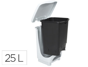 PAPELERA PLASTICO ARCHIVO 2000 RECICLADA 100% RECICLABLE CON PEDAL Y TAPA BLANCO/NEGRO 25 LITROS