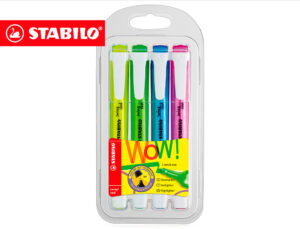 Marcador stabilo fluorescente fino swing cool estojo de 4 unidades cores sortidas
