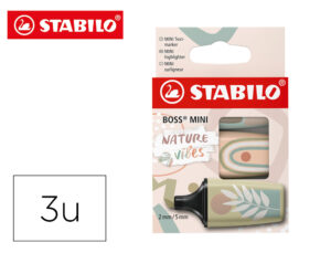 Marcador stabilo boss mini naturevibes estojo de 3 unidades cores sortidas