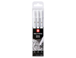 Marcador roller sakura gelly basic branco estojo de 3 unidades