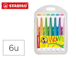 Marcador stabilo fluorescente swing cool estojo 6 unidades cores sortidas