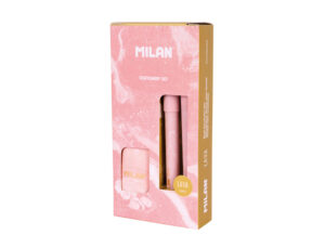 Set de escrita milan série lava esferográfica p1 + porta-minas pl1 0,5 mm + afia-lápis com borracha capsule