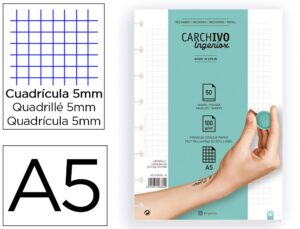 Recarga carchivo para caderno ingeniox din a5 50 folhas quadriculado