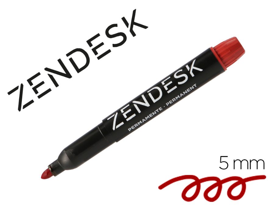 Marcador permanente zendesk vermelho ponta redonda 5 mm