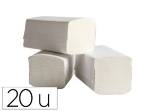 Toalha de papel q-connect celulose virgem 17 g 2 folhas 22,3 x 21 cm caixa de 20 pacotes de 190 unidades