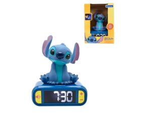 Relógio despertador digital lexibook 3d disney stitch com luz de presença e efeitos sonoros