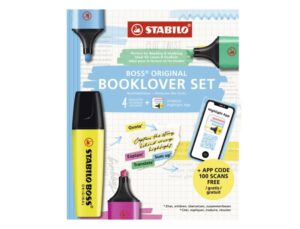Marcador stabilo fluorescente boss original hl app, estojo-livro com 4 unidades, cores sortidas
