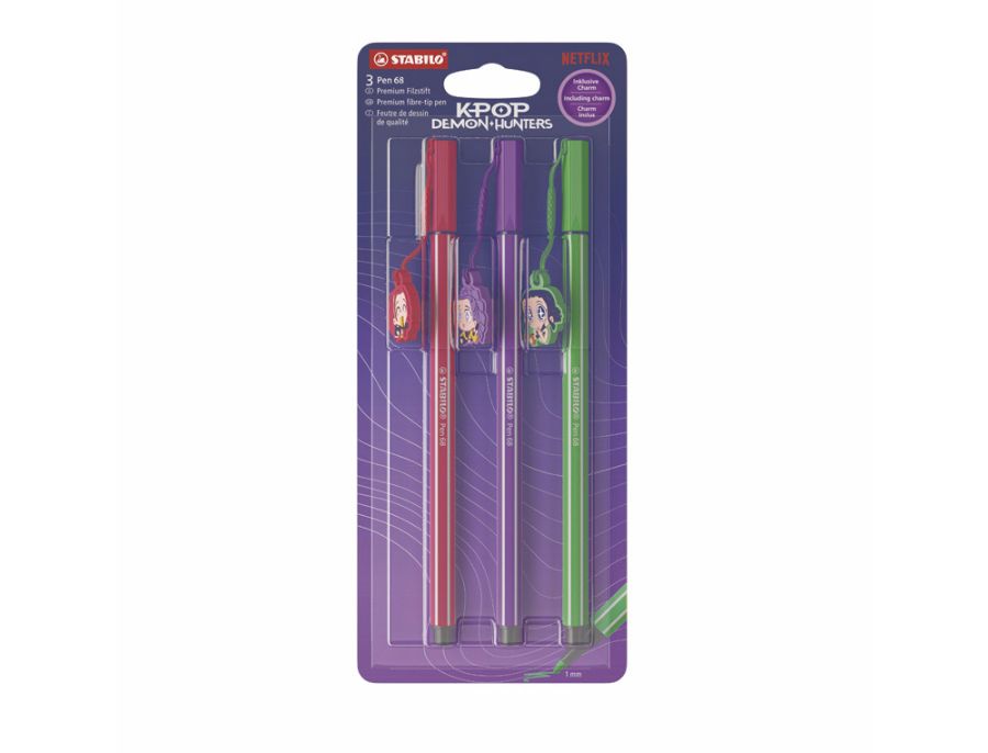 Marcador stabilo aquarelável pen 68 K-Pop huntrix, blister com 3 ...